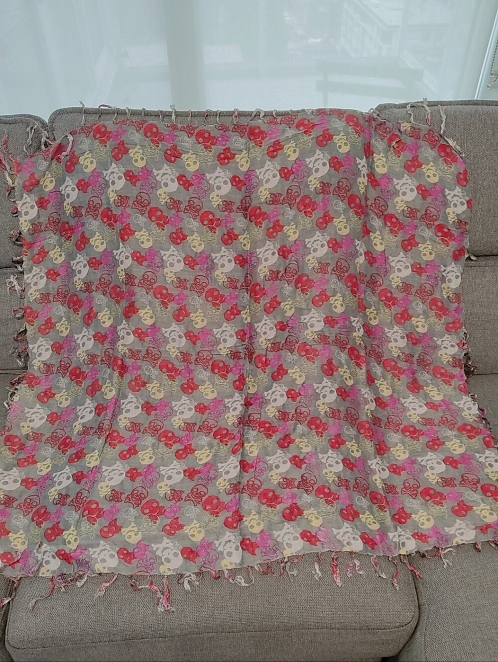 [New] Lightweight Skull Print Square Scarf Skull Scarf